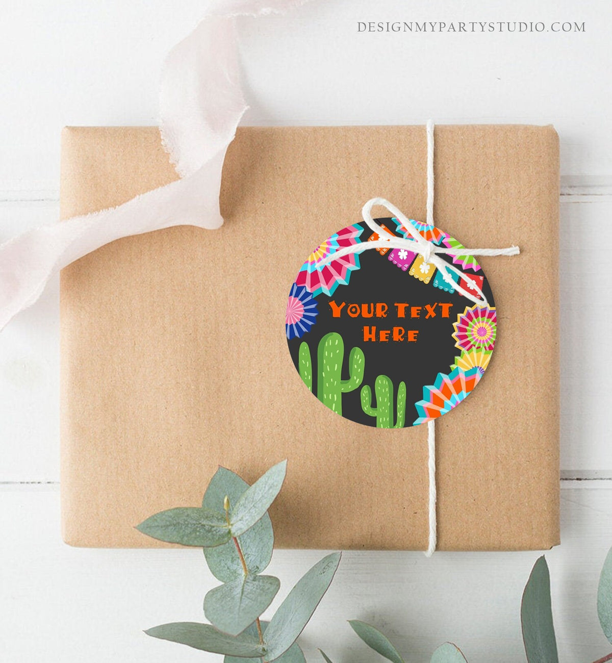 Editable Fiesta Cactus Thank You Favor Tags Round Squared Baby Shower Birthday Bridal Shower Stickers Succulent Mexican Corjl Template 0236