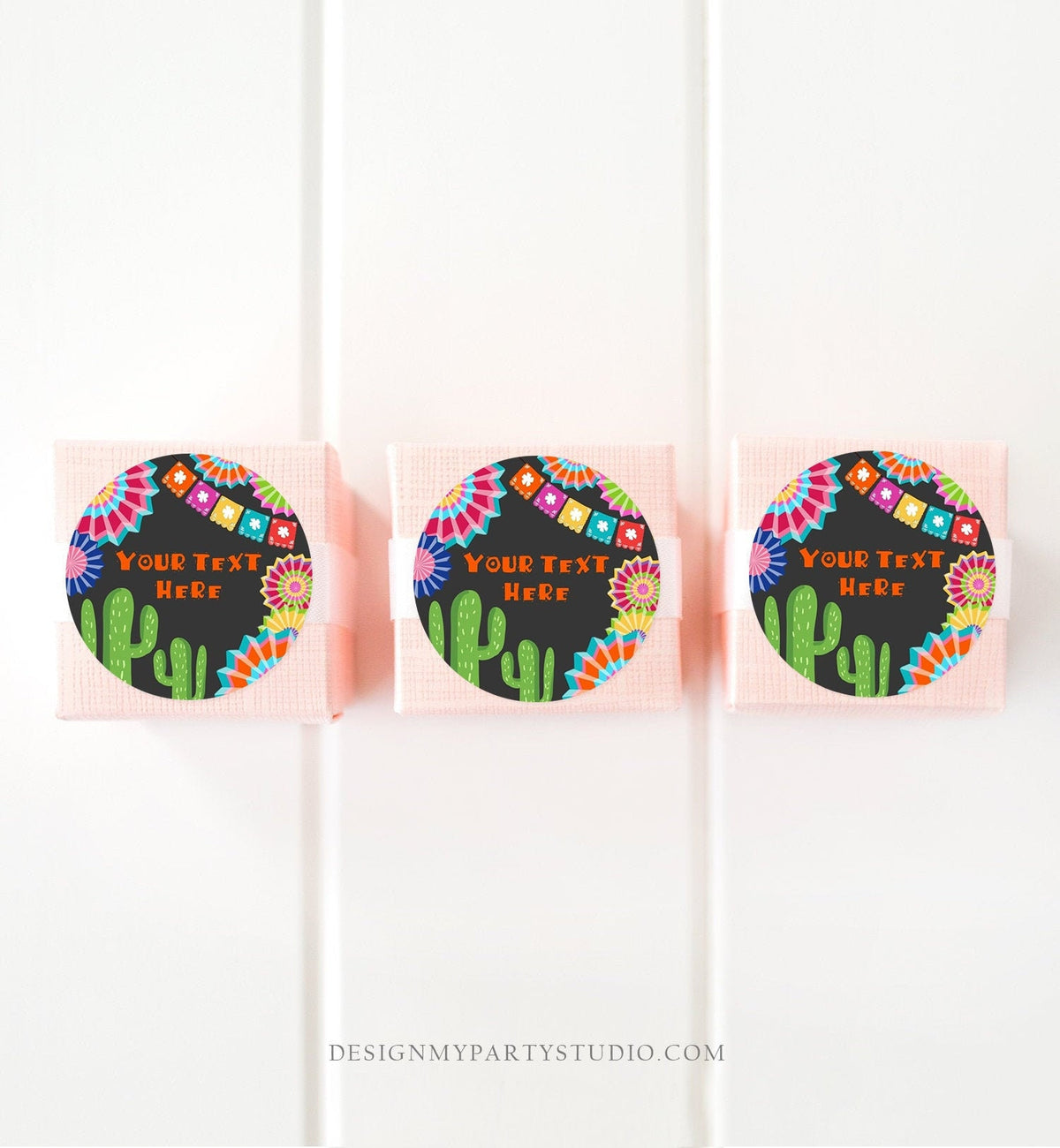 Editable Fiesta Cactus Thank You Favor Tags Round Squared Baby Shower Birthday Bridal Shower Stickers Succulent Mexican Corjl Template 0236