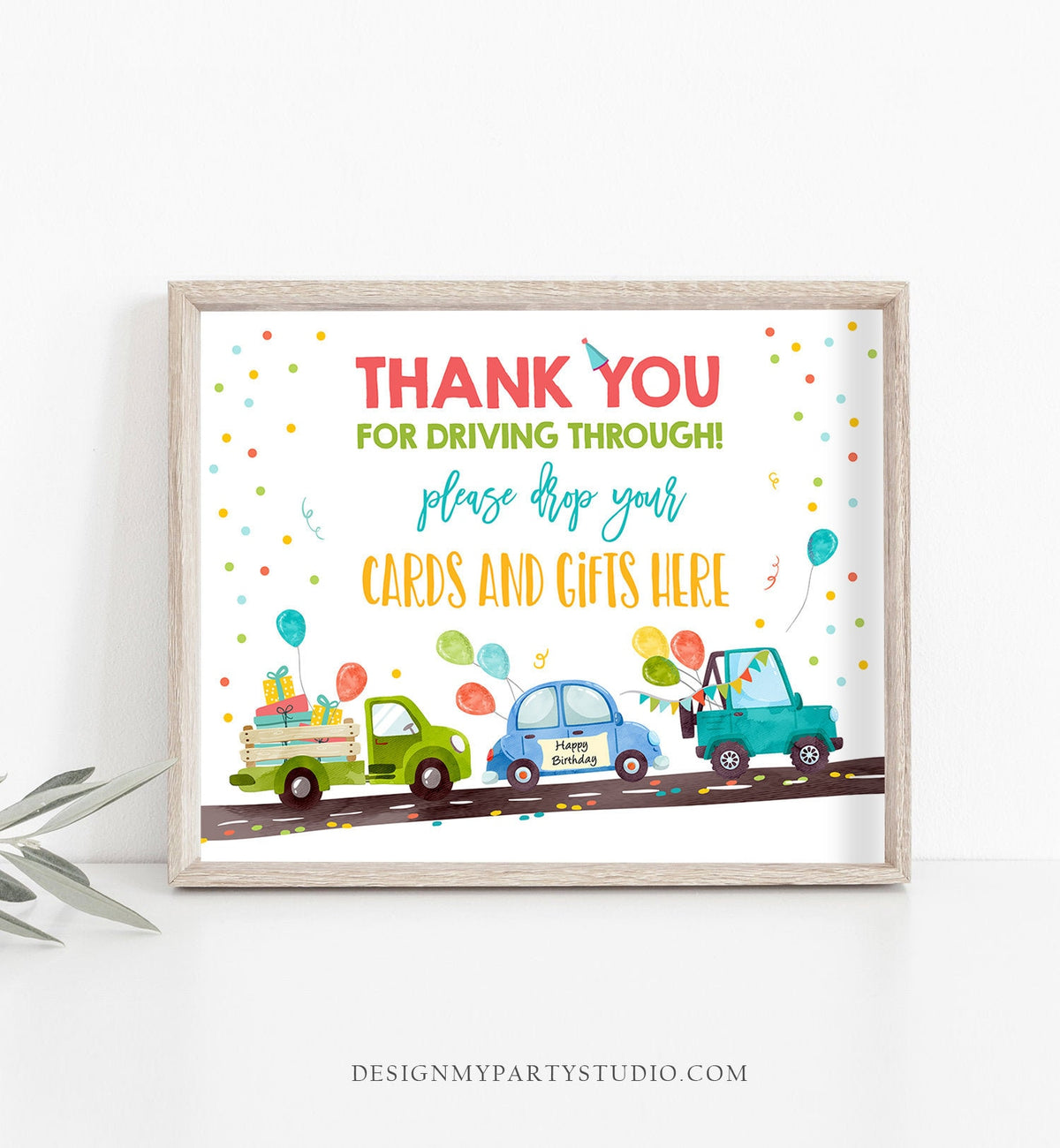 Drive By Birthday Sign Birthday Party Parade Sign Thank You Cards and Gifts Drop off Cards and Gifts Sign Quarantine Boy PRINTABLE 0333