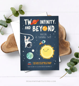 Editable Outer Space Birthday Invitation Two Infinity and Beyond Birthday Astronaut Rocket Download Printable Template Digital Corjl 0046