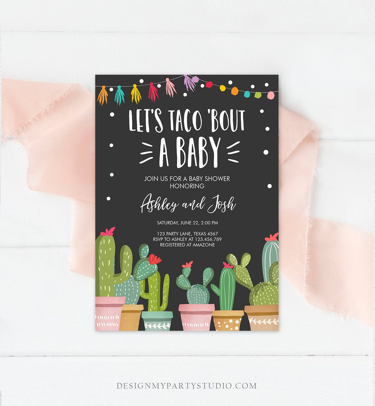 Editable Taco Bout a Baby Shower Invitation Cactus Mexican Fiesta Baby Shower Taco Download Printable Invitation Template Corjl 0254