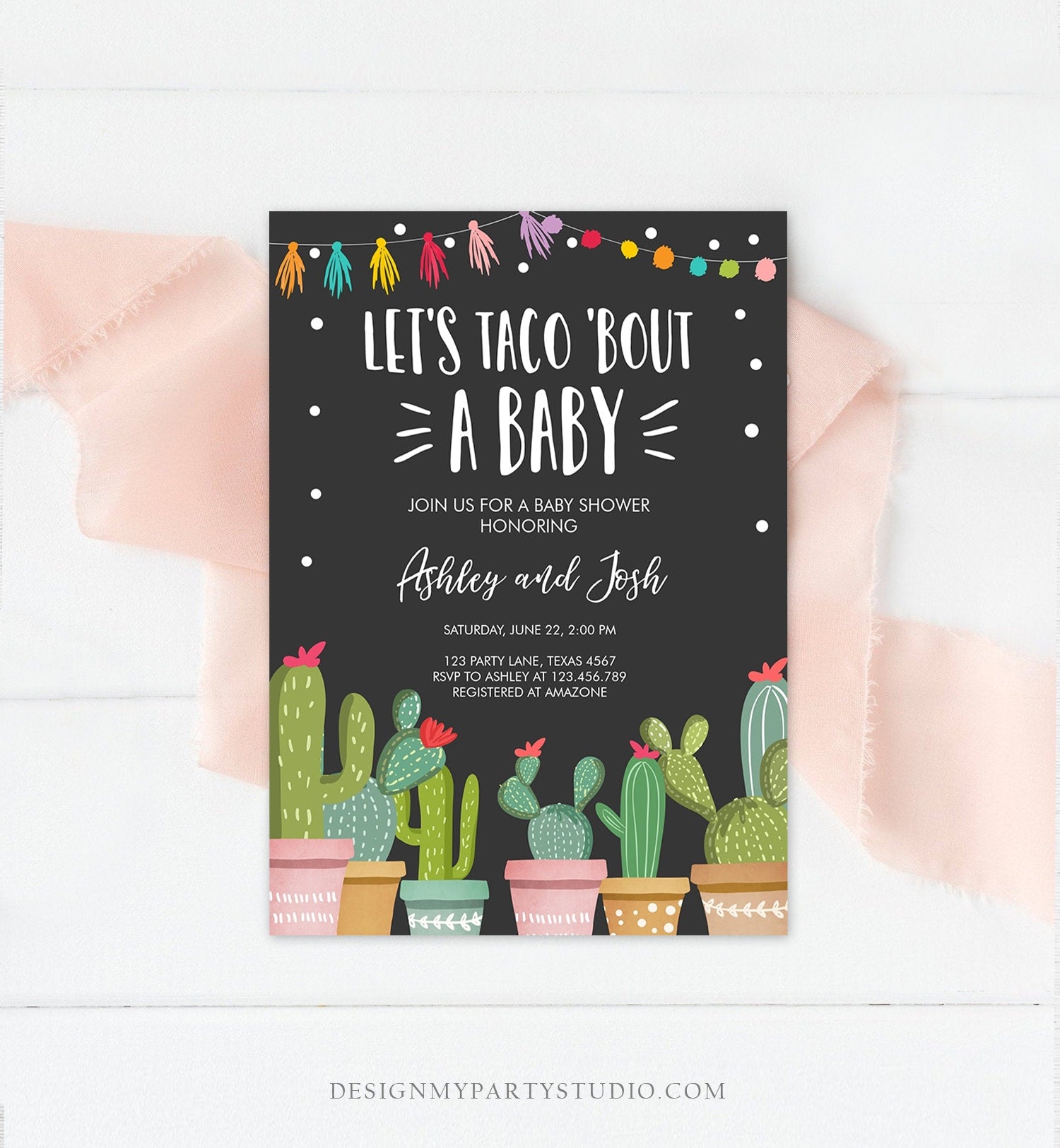 Editable Taco Bout a Baby Shower Invitation Cactus Mexican Fiesta Baby Shower Taco Download Printable Invitation Template Corjl 0254