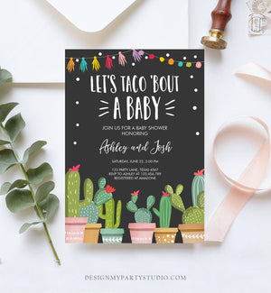 Editable Taco Bout a Baby Shower Invitation Cactus Mexican Fiesta Baby Shower Taco Download Printable Invitation Template Corjl 0254