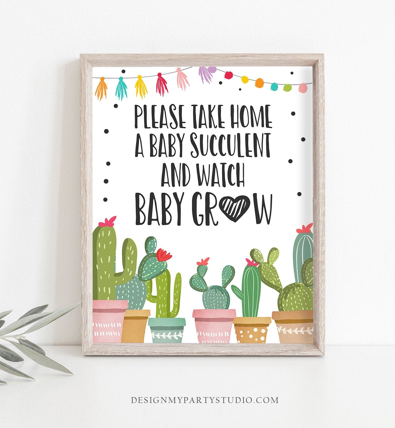 succulent watch me grow Succulent Favors Sign Watch Me Grow Sign Cactus Baby Shower Decor Fiesta