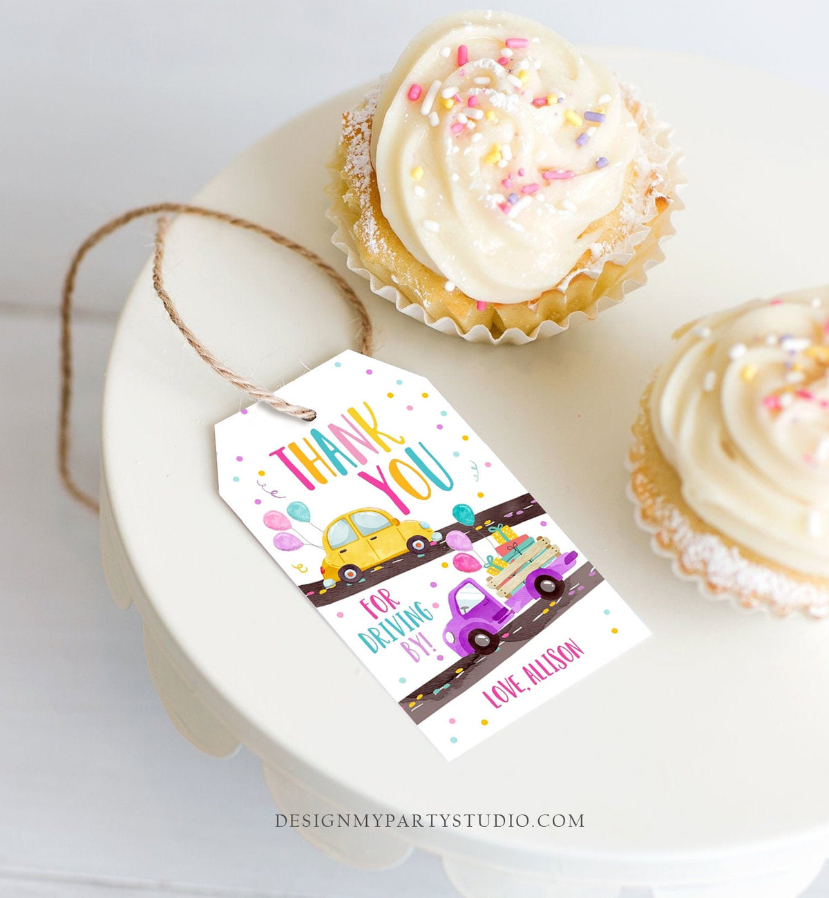 Editable Drive By Favor Tag Drive By Birthday Favors Party Parade Thank You Gift Tags Quarantine Pink Car Girl Corjl Template Printable 0333