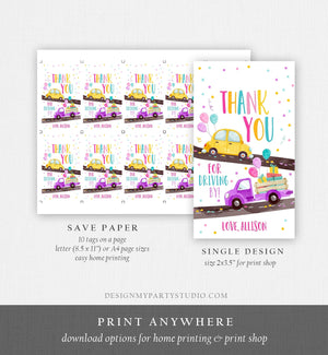 Editable Drive By Favor Tag Drive By Birthday Favors Party Parade Thank You Gift Tags Quarantine Pink Car Girl Corjl Template Printable 0333