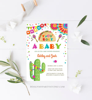 Editable Taco Bout A Baby Baby Shower Invitation Fiesta Cactus Mexican Couples Coed Shower Instant Download Printable Corjl Template 0045