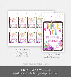 Editable Drive By Favor Tag Drive By Birthday Favors Party Parade Thank You Gift Tags Quarantine Pink Car Girl Corjl Template Printable 0333