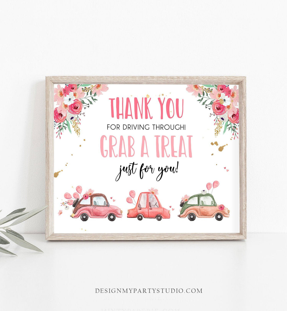 Drive By Birthday Sign Drive By Baby Shower Parade Sign Thank You for Driving Through Treat Favor Sign Quarantine Treat Girl PRINTABLE 0335