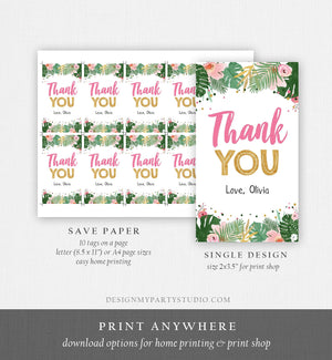 Editable Tropical Safari Favor Tags Thank You Wild One Label Jungle Zoo Wild Things Girl Pink Gold Gift Tag Download Corjl Template 0332