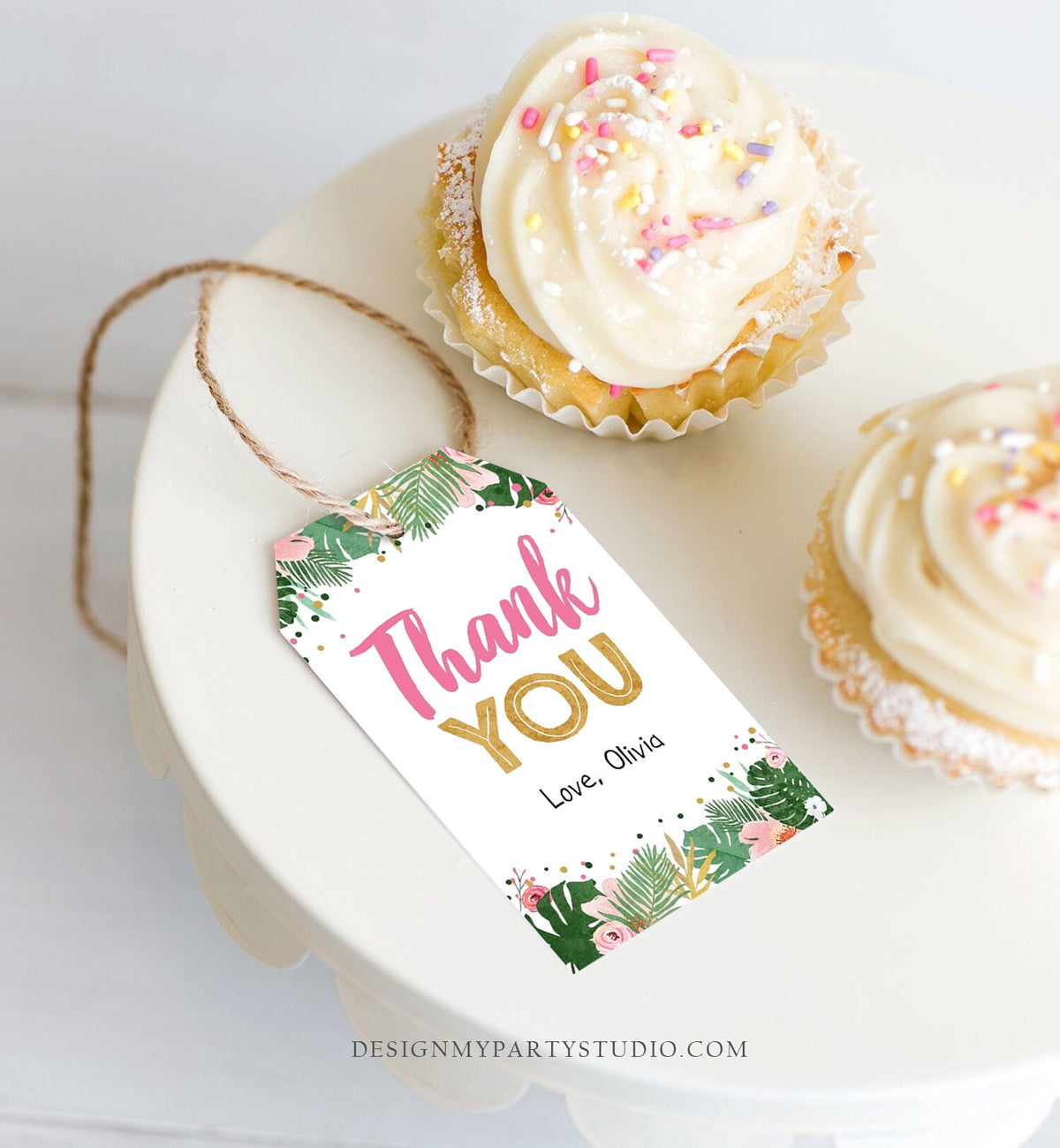 Editable Tropical Safari Favor Tags Thank You Wild One Label Jungle Zoo Wild Things Girl Pink Gold Gift Tag Download Corjl Template 0332