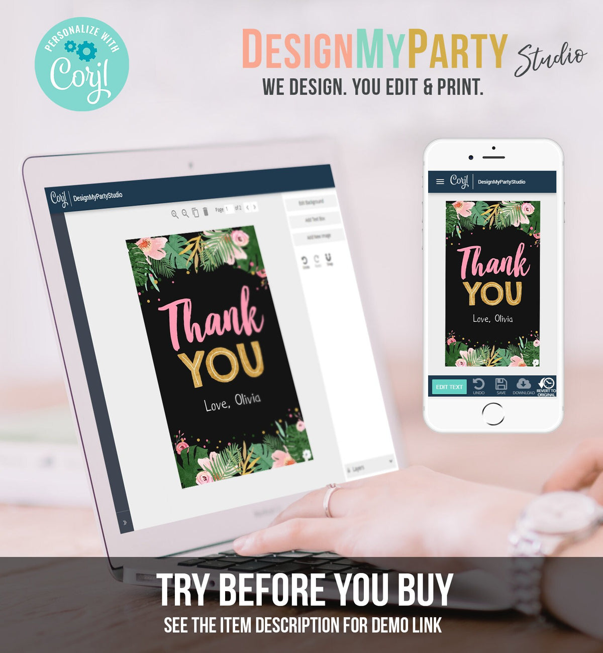 Editable Tropical Safari Favor Tags Thank You Wild One Label Jungle Zoo Wild Things Girl Pink Gold Gift Tag Download Corjl Template 0332