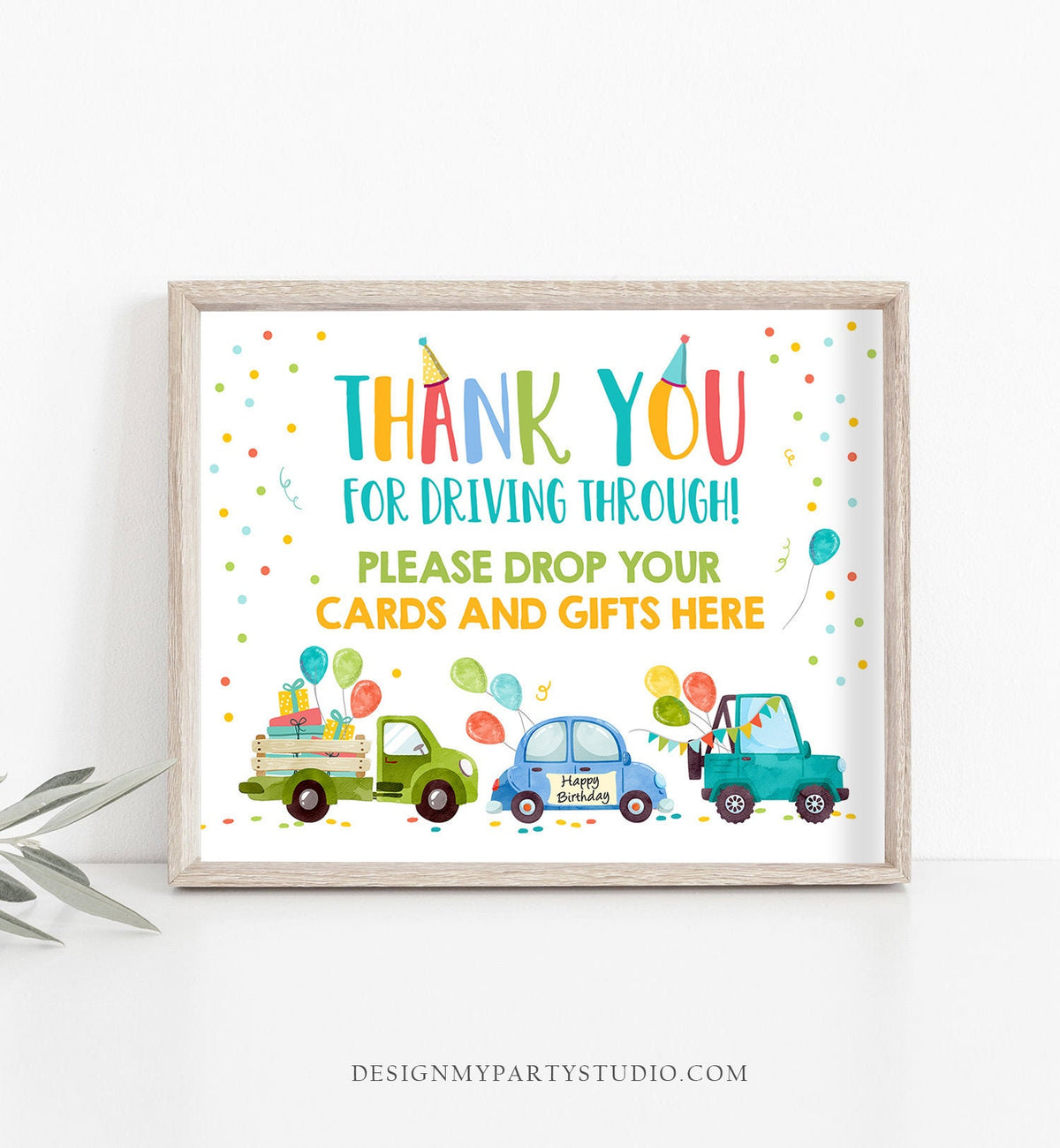 Drive By Birthday Party Parade Sign Thank You for Driving Through Cards and Gifts Sign Boy Blue Social Distancing Party Yard Sign 0333