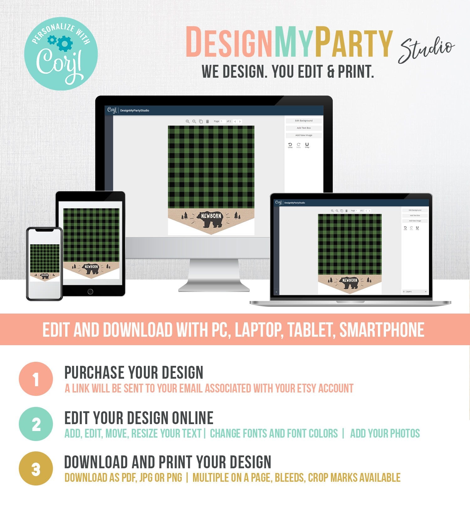 Editable Lumberjack First Birthday Banner Monthly Photo Banner Bear Green Buffalo Plaid Party Decor Download Corjl Template Printable 0026