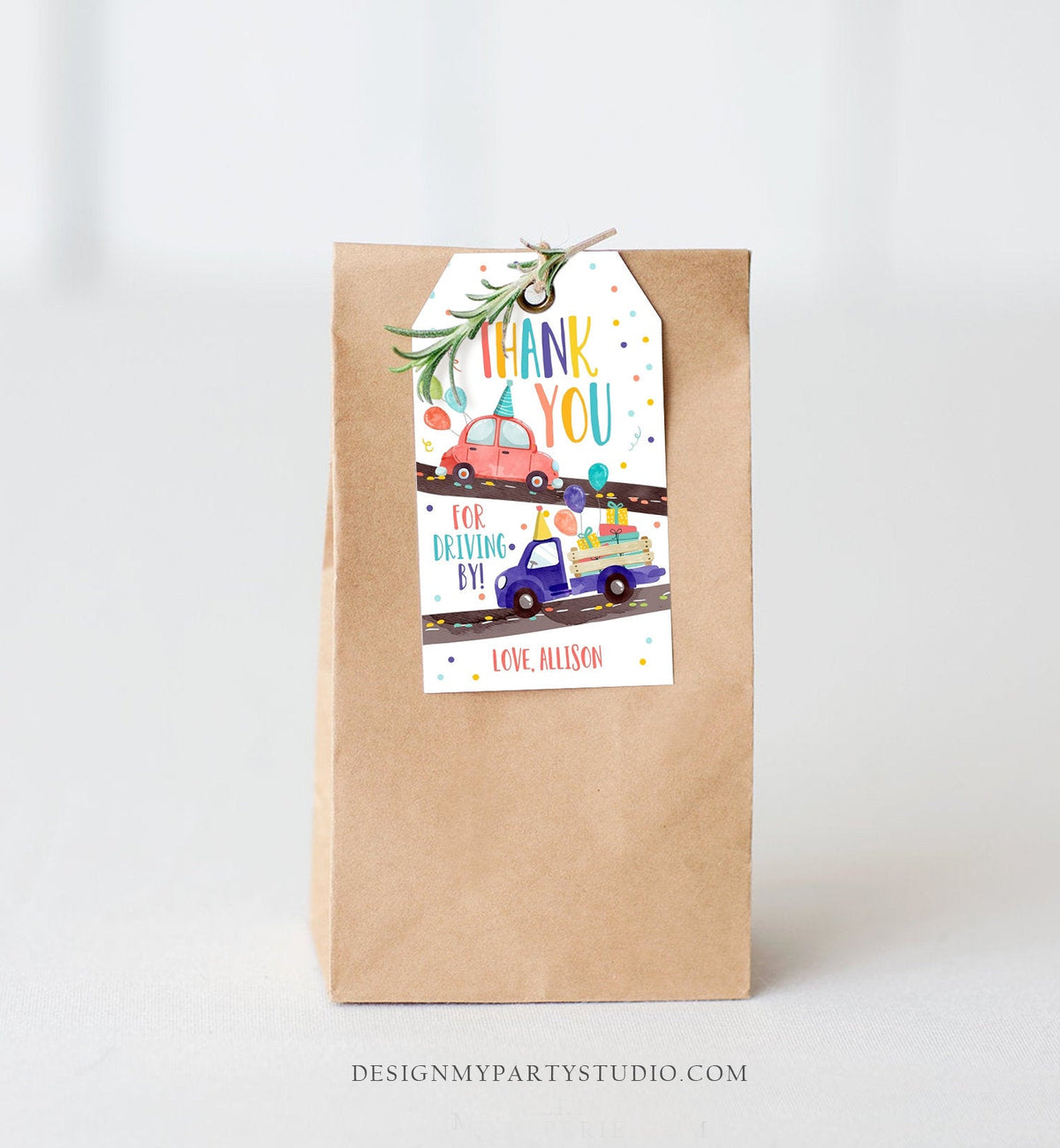 Editable Drive By Favor Tag Drive By Birthday Favors Party Parade Thank You  Tags Quarantine Neutral Boy Girl Corjl Template Printable 0333