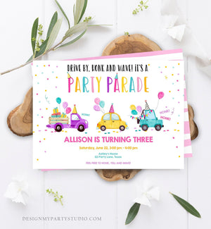 Editable Drive By Birthday Parade Invitation Virtual Party Invite Girl Pink Quarantine Birthday Party Instant Download Digital Corjl 0333