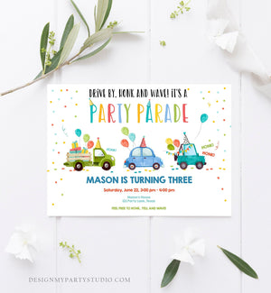 Editable Drive By Birthday Parade Invitation Virtual Party Invite Honk Wave Car Boy Quarantine Party Instant Download Digital Corjl 0333