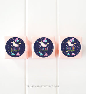 Editable Unicorn Drive By Favor Tag Drive By Birthday Parade Thank You Gift Tags Magical Rainbow Girl Round Sticker Corjl Template 0336