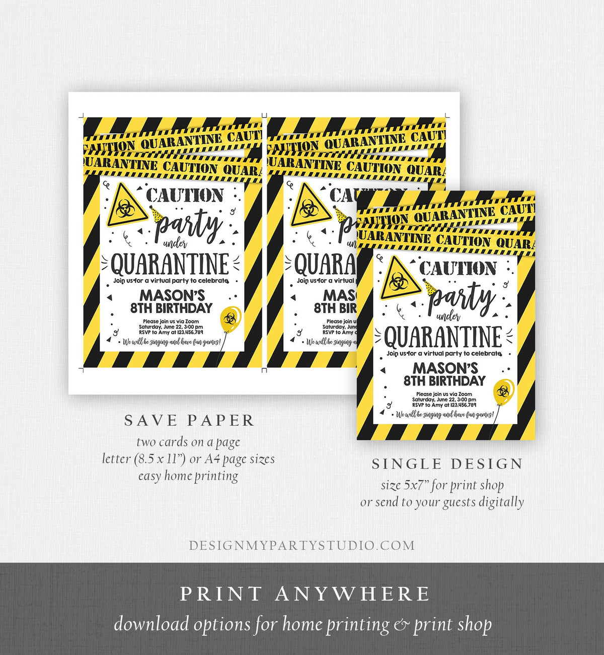 Editable Quarantine Birthday Invitation Virtual Party Quarantine Birthday Party Zoom Birthday Drive By Instant Download Digital Corjl 0334