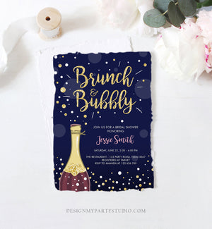 Editable Brunch and Bubbly Bridal Shower Invitation Floral Champagne Burgundy Gold Wedding Download Printable Template Digital Corjl 0051
