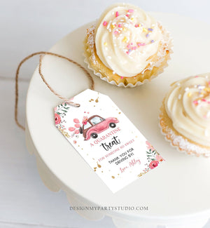 Editable Drive By Favor Tag Drive Through Baby Shower Bridal Shower Birthday Thank You Gift Tags Quarantine Pink Floral Girl Corjl 0335