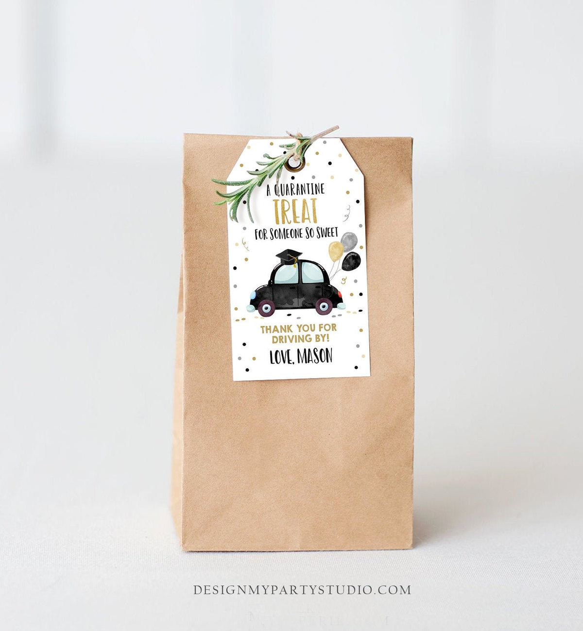Editable Drive By Favor Tag Drive Through Graduation Parade Thank You Gift Tags Quarantine Black Car High School Grad Graduate Corjl 0337