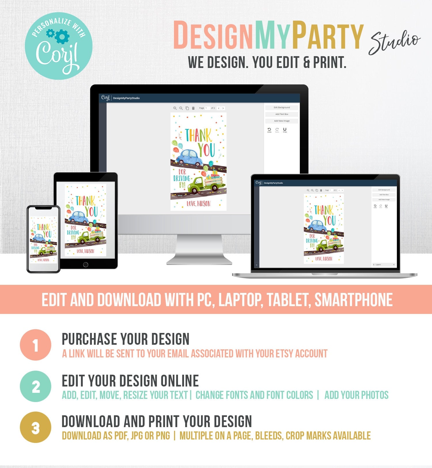 Editable Drive By Favor Tag Drive By Birthday Favors Party Parade Thank You Gift Tags Quarantine Blue Car Boy Corjl Template Printable 0333