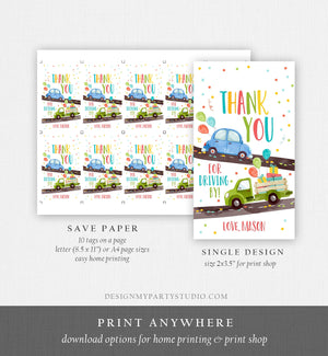 Editable Drive By Favor Tag Drive By Birthday Favors Party Parade Thank You Gift Tags Quarantine Blue Car Boy Corjl Template Printable 0333
