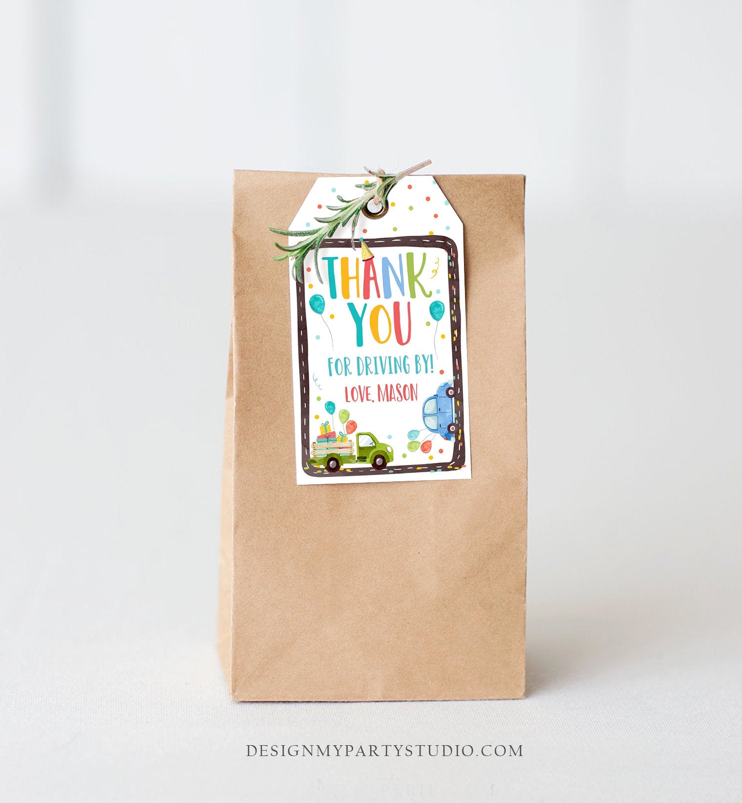Editable Drive By Favor Tag Drive By Birthday Favors Party Parade Thank You Gift Tags Quarantine Blue Car Boy Corjl Template Printable 0333
