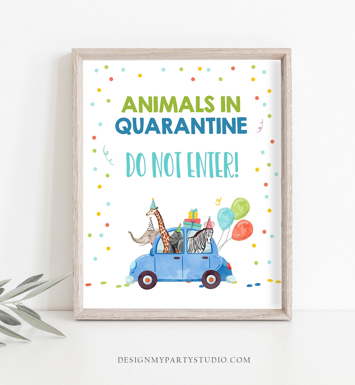 Drive By Birthday Sign Birthday Party Parade Sign Quarantine Birthday Party Animals Safari Birthday Yard Sign Boy Blue PRINTABLE 0333