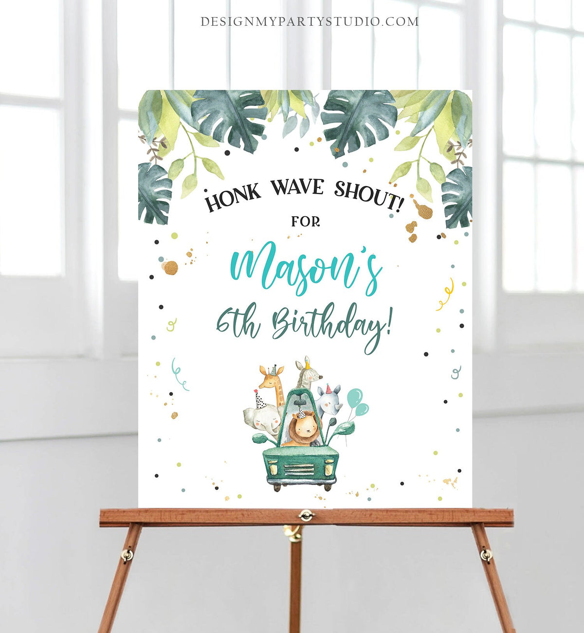 Editable Drive By Birthday Party Sign Welcome Safari Animals Boy Quarantine Drive Through Birthday Parade Yard Sign Corjl Template 0345