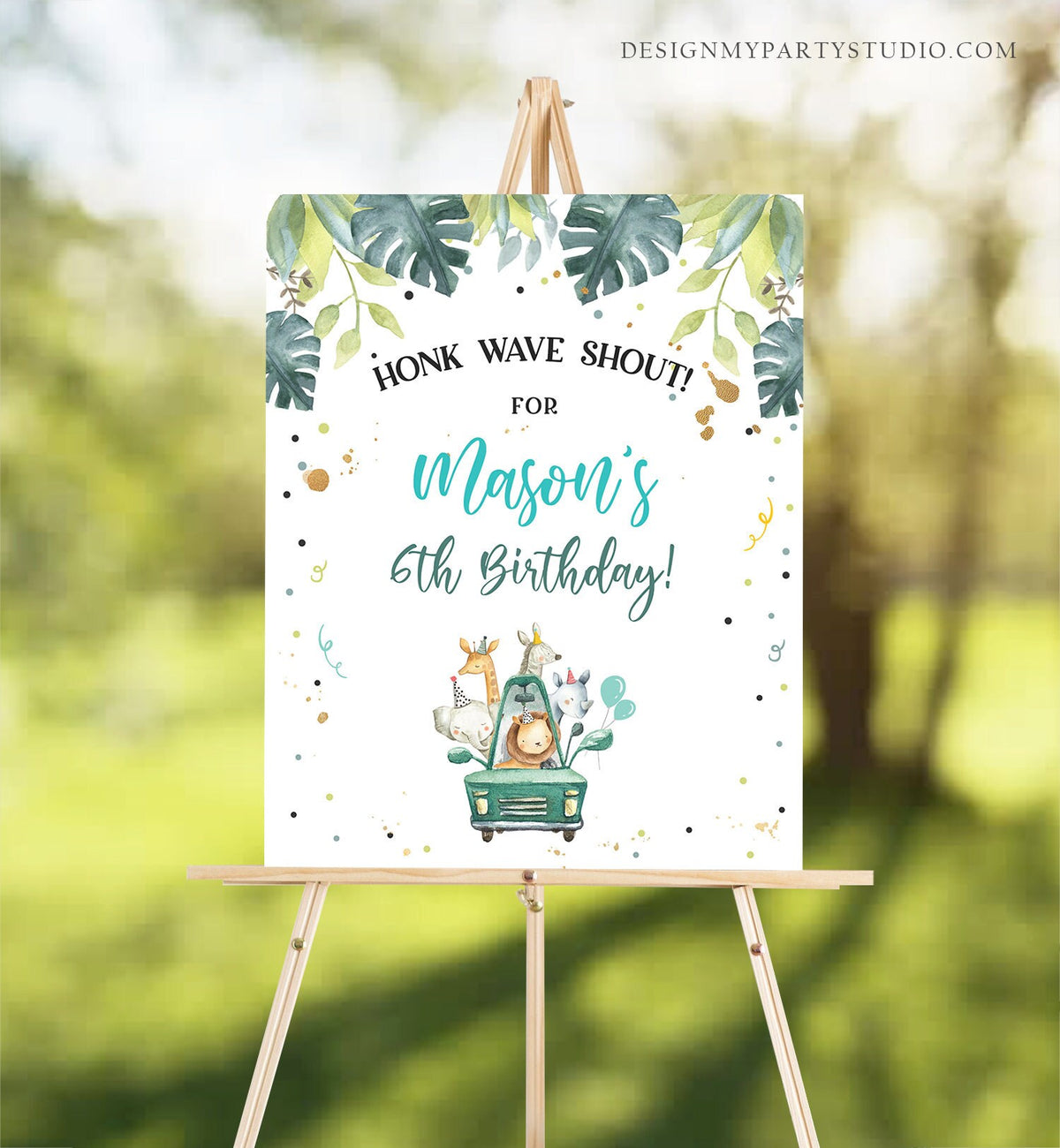 Editable Drive By Birthday Party Sign Welcome Safari Animals Boy Quarantine Drive Through Birthday Parade Yard Sign Corjl Template 0345