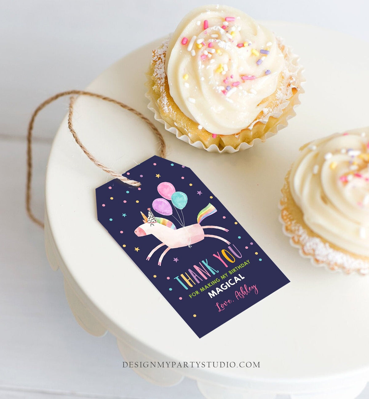 Editable Unicorn Favor Tag Drive By Birthday Favors Party Parade Magical Rainbow Thank You Gift Tags Pink Girl Corjl Template Printable 0336