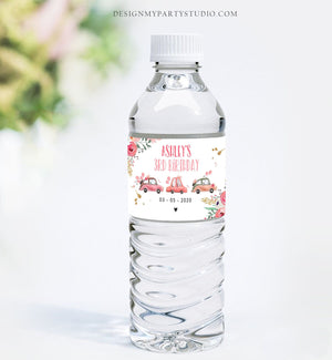 Editable Water Bottle Labels Drive By Birthday Decor Blush Pink Gold Floral Flowers Quarantine Printable Bottle Label Template Corjl 0335