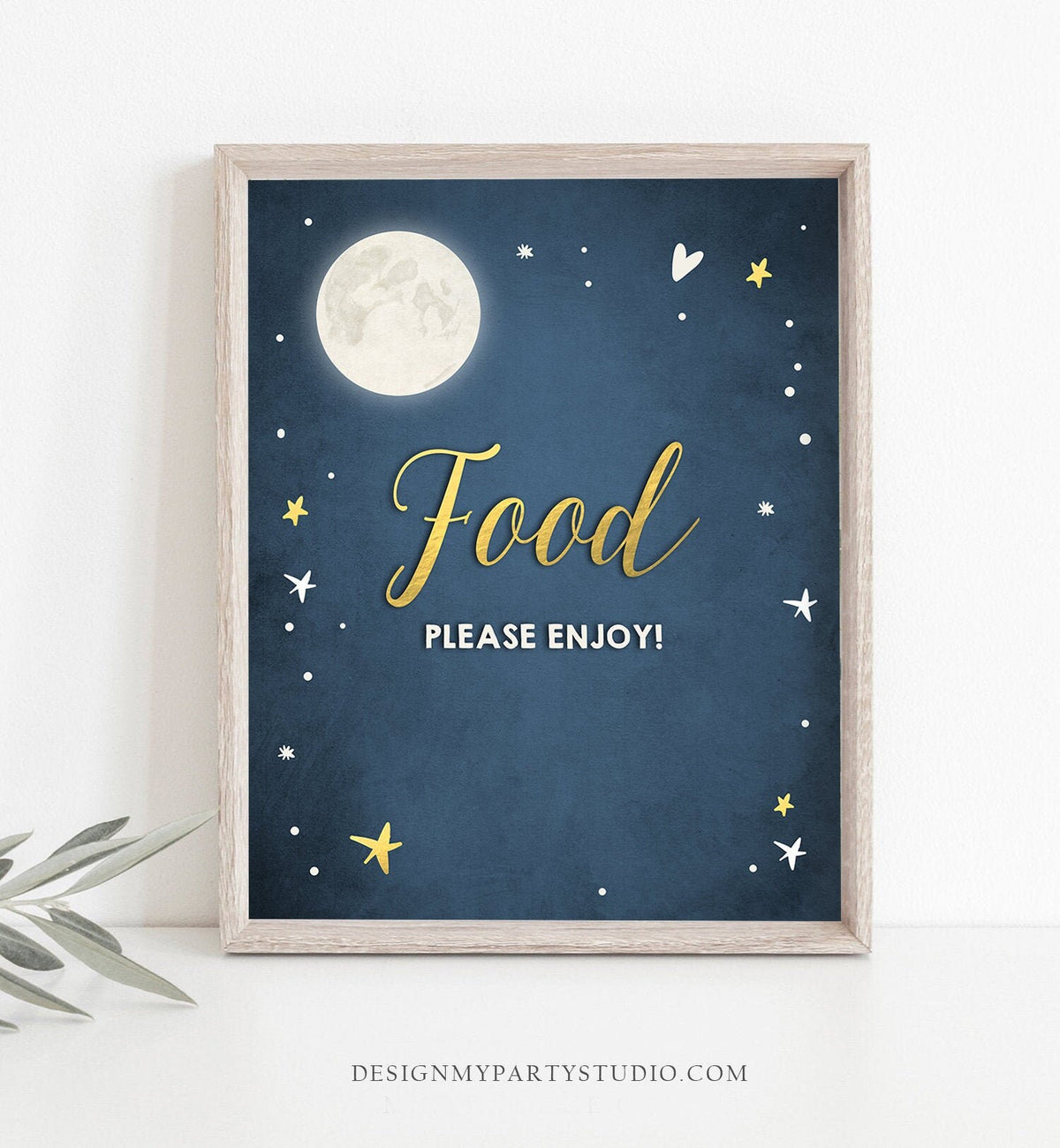 Food Sign Moon Baby Shower Sprinkle Birthday Table Sign Food Bar Sweet Treats Over the Moon Stars Decor Instant Download 8x10 Printable 0017