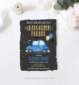 Editable Drive By Graduation Parade Invitation Drive Through Party Blue Gold Quarantine Graduate 2020 High School Grad Download Corjl 0337