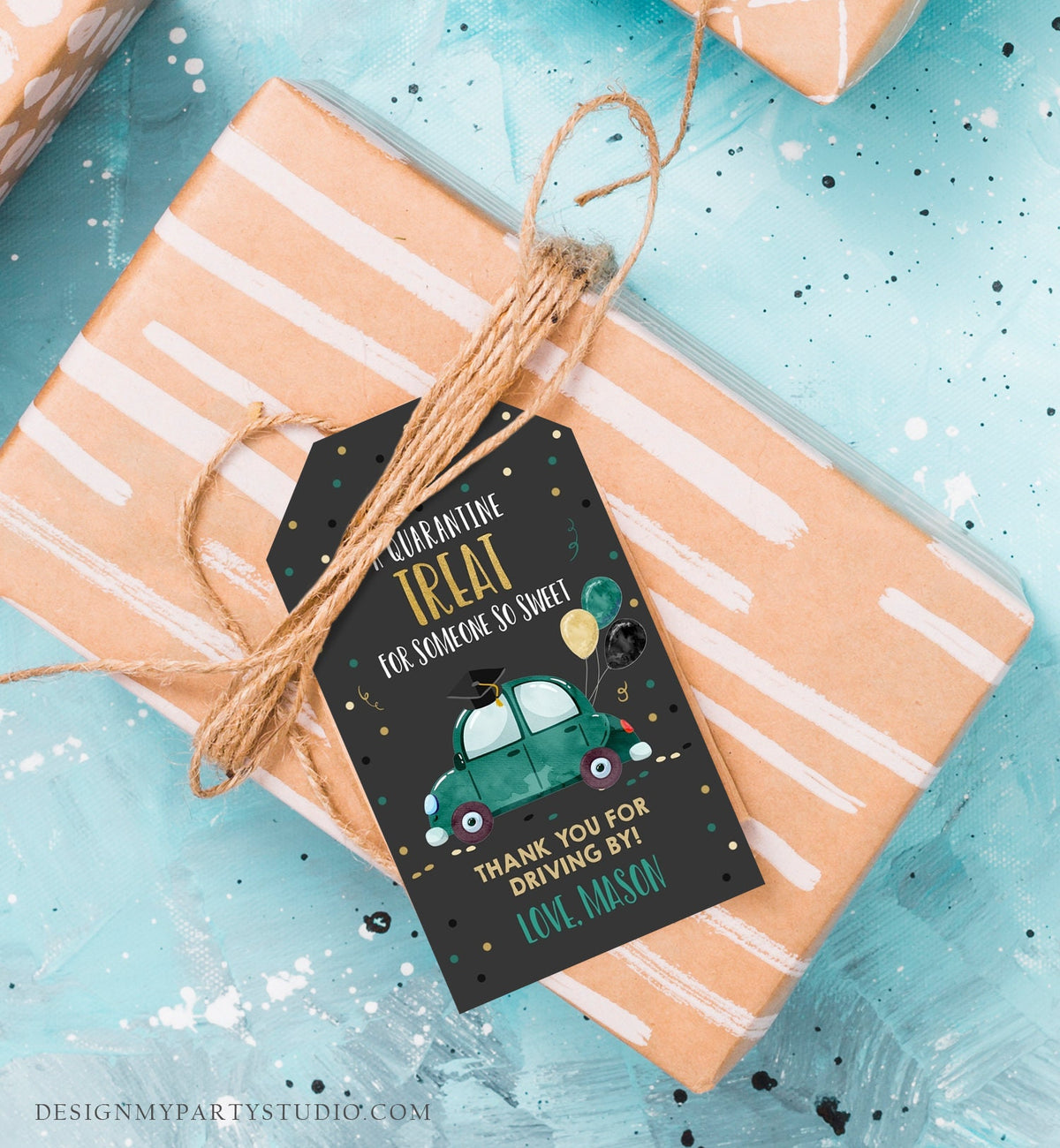 Editable Drive By Favor Tag Drive Through Graduation Parade Thank You Gift Tags Quarantine Green Car High School Grad Graduate Corjl 0337