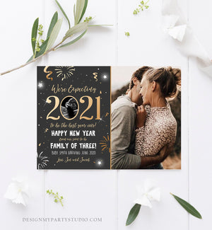Editable New Year Pregnancy Reveal Card Pregnancy Announcement New Years 2021 Ultrasound Card Instant Download Digital Corjl Template 0280
