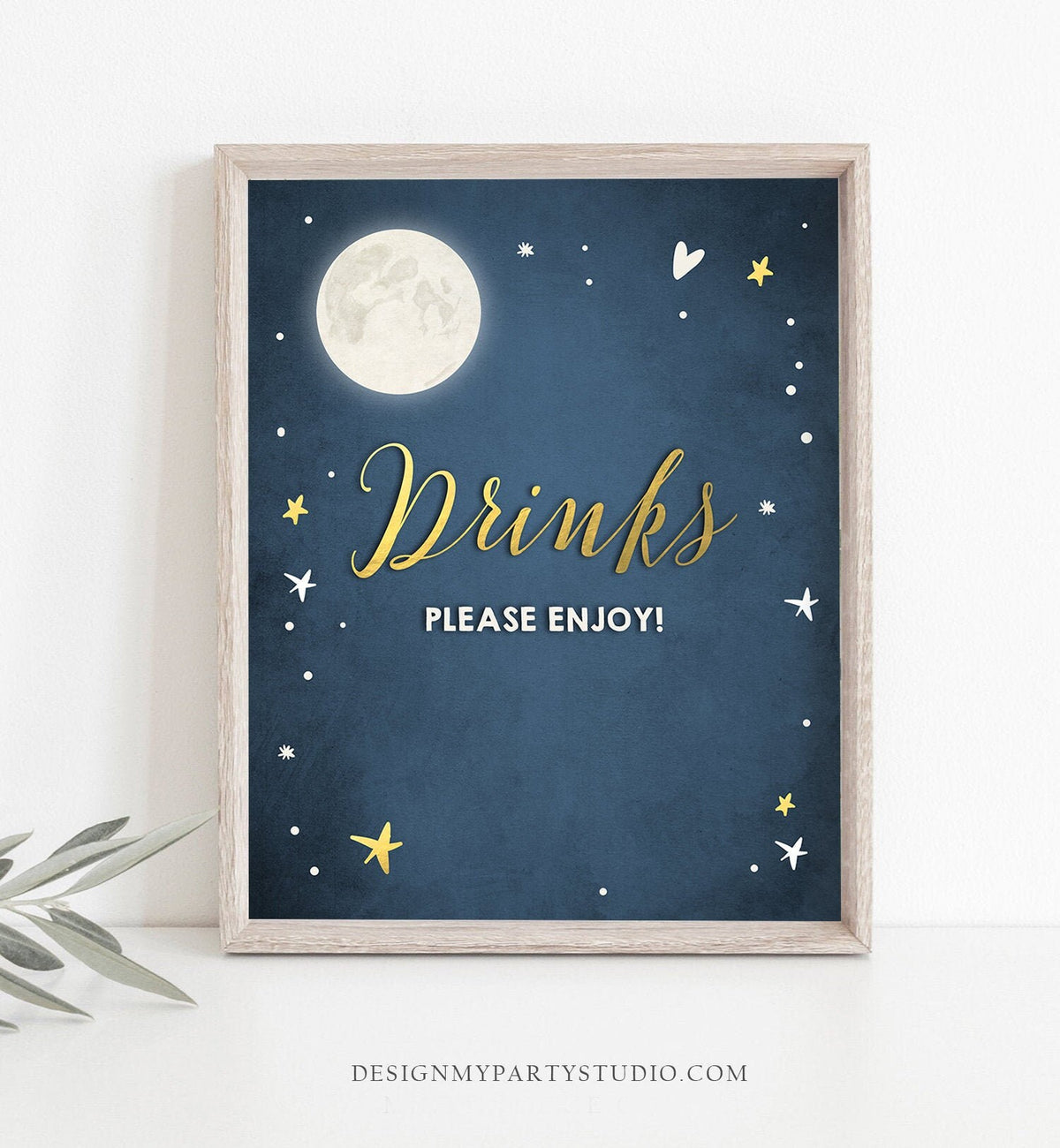Drinks Sign Moon Baby Shower Sprinkle Birthday Table Sign Bar Sign Please Enjoy Over Moon Stars Decor Instant Download 8x10 Printable 0017