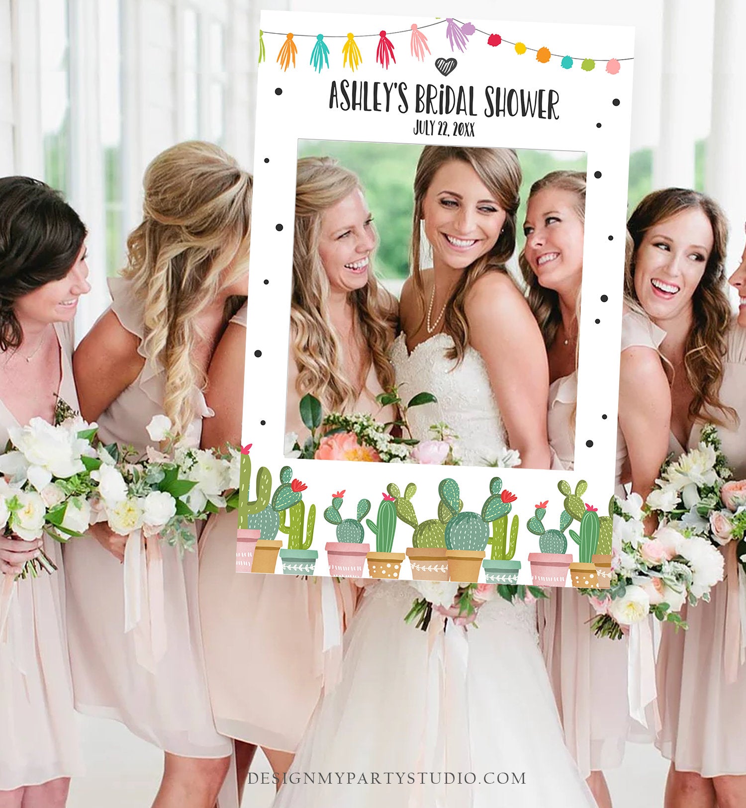 Editable Fiesta Photo Booth Sign Bridal Shower Photo Prop Cactus Mexican Couples Sign Wedding Shower Birthday Corjl Template Printable 0254