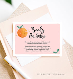 Editable A Little Cutie is on the Way Bring a Book Card Clementine Baby Shower Book Insert Books for Baby Pink Template PRINTABLE Corjl 0330