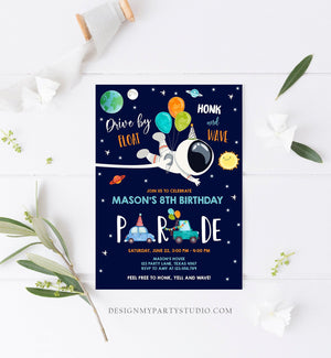 Editable Outer Space Drive By Birthday Invitation Space Astronaut Drive Through Quarantine Stars Floating By Template Corjl Printable 0259