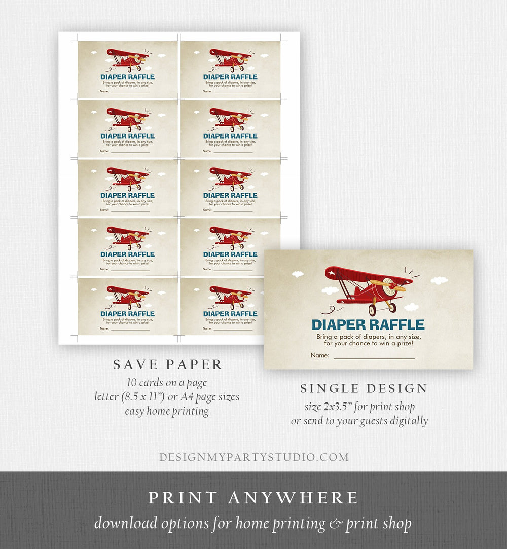 Editable Diaper Raffle Ticket Airplane Baby Shower Travel Adventure Di ...