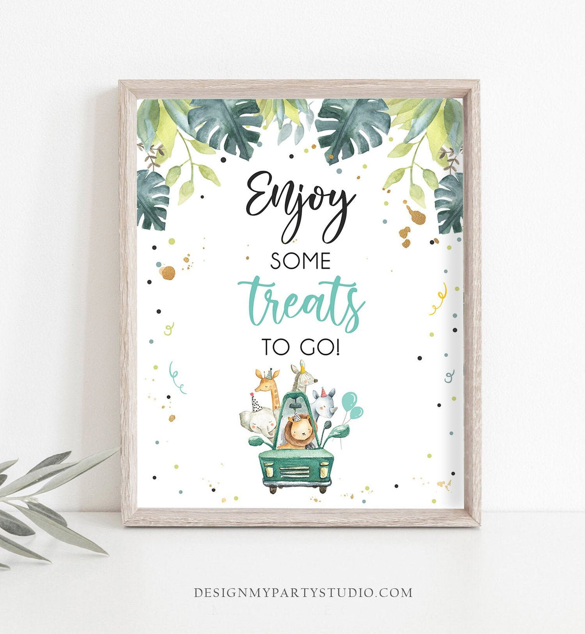 Drive By Baby Shower Sign Safari Animals Boy Thank You Driving Through Grab a Treat Favor Sign Social Distancing Quarantine Printable 0163