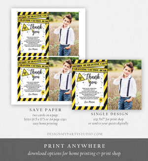 Editable Quarantine Birthday Thank You Card Virtual Party Drive By Thank You Yellow White Caution Instant Download Digital Corjl 0334