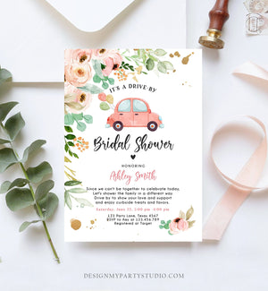 Editable Drive By Bridal Shower Invitation Couples Shower Invite Quarantine Drive Trough Floral Wedding Shower Template Download Corjl 0346