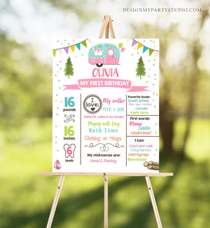 Editable Happy Camper Birthday Milestones Sign ANY AGE Pink Camper Girl Glamping Party Decoration Download Template Printable Corjl 0342
