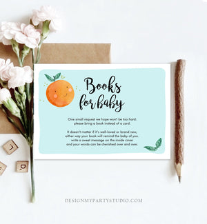 Editable A Little Cutie is on the Way Bring a Book Card Clementine Baby Shower Book Insert Books for Baby Blue Template PRINTABLE Corjl 0330
