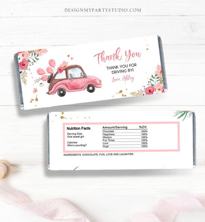 Editable Candy Bar Wrapper Drive By Birthday Candy Bar Wrapper Drive By Favors Party Parade Girl Baby Shower Thank You PRINTABLE Corjl 0335