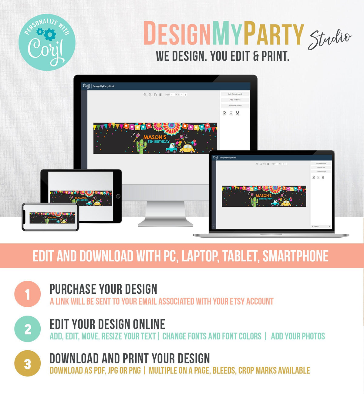 Editable Water Bottle Labels Fiesta Drive By Birthday Decor Cactus Mexican Siesta Quarantine Printable Bottle Label Template Corjl 0045